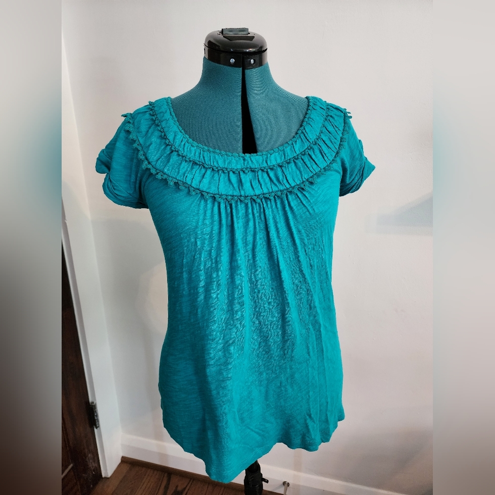 Anthropologie Deletta Ruched Scoop Neck Top